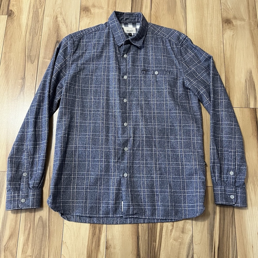 Civil Society Men's Cotton Flannel Shirt Sz S Gray Plaid Super Soft